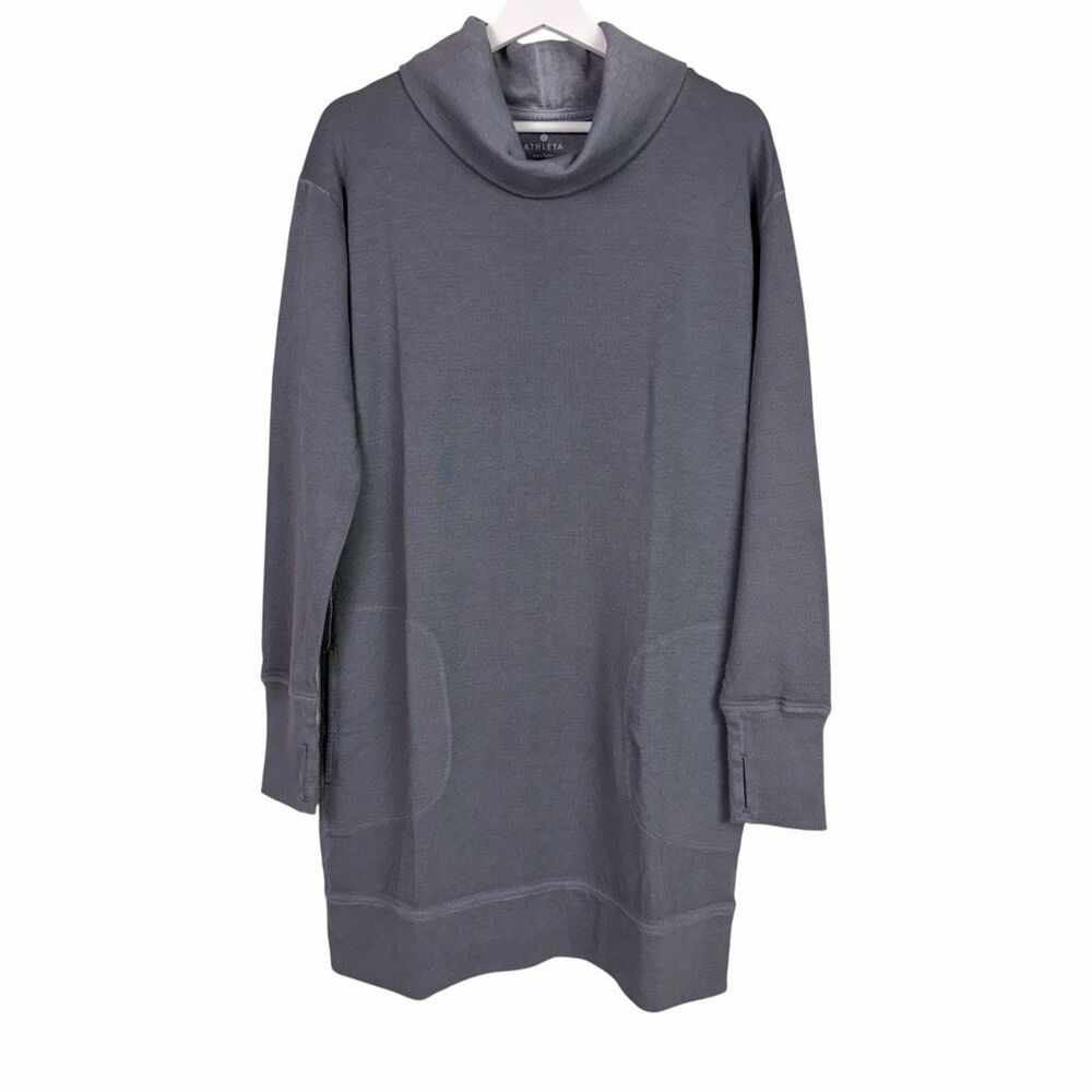 Athleta Medium Gray Cowl Neck Sweatshirt Dress